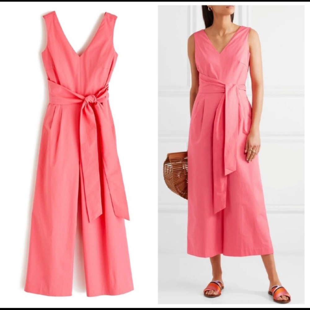 J.Crew Pink Wrap Tie Stretch Poplin Jumpsuit